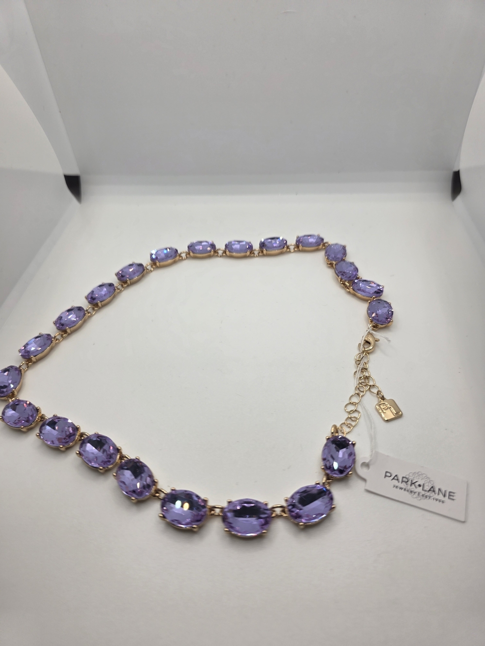 Park Lane Gold Necklace with Lavender Oval Crystals